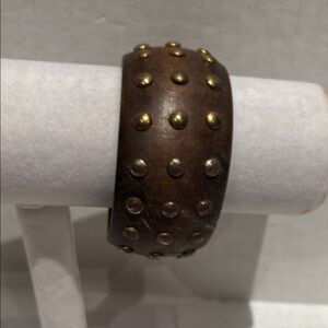 Brown wooden Bracelet with Gold Studs